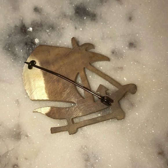 vtg 1930’s Abalone Mother of Pearl Sailboat Brooch C Clasp 1.6” - Picture 4 of 6